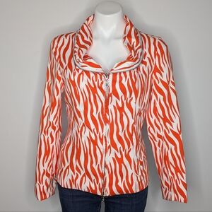 Samuel Dong Orange White Zip Up Long Sleeve Jacket XS